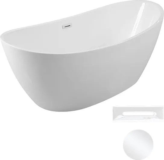 Besco Akrylátová voľne stojaca vaňa Ayla 170x80 BESCO-Typ výpuste: Click-Clack s prepadom, grafit, BESCO-Rozmery: 170x80, BESCO-Farba: Biela