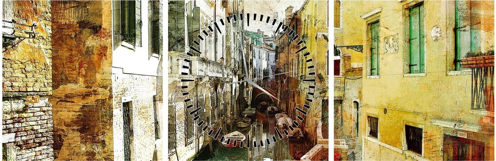 Obraz - Ulička v Benátkach (s hodinami) (90x30 cm)