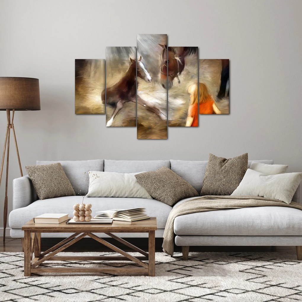 Obraz - Vitaj na svete, žriebätko (150x105 cm)