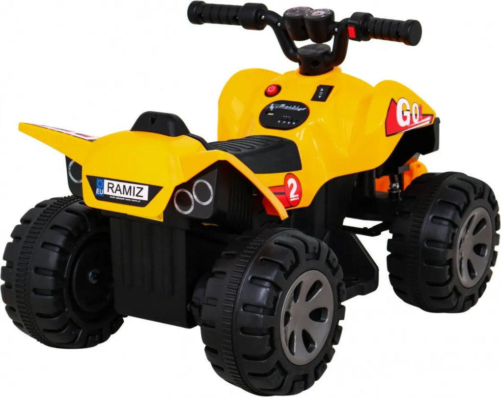 Ramiz Najrýchlejšia batériová štvorkolka pre deti Žltá + 25W motor