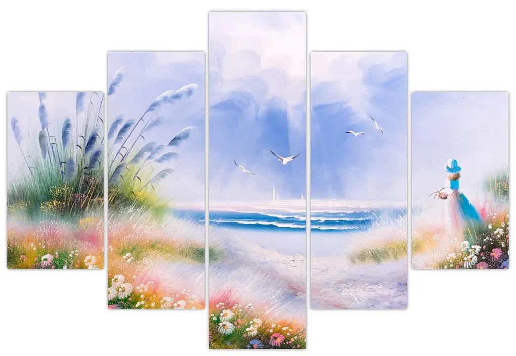 Obraz - Romantická pláž, olejomaľba (150x105 cm)