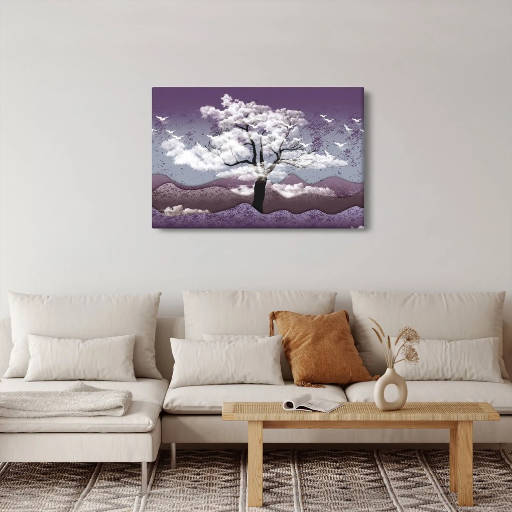 Obraz - Strom v oblakoch (90x60 cm)