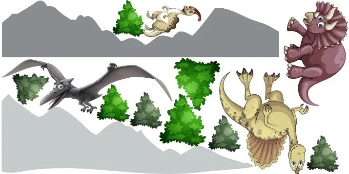Nálepka na stenu pre deti dinosaury v prírode 50 x 100 cm