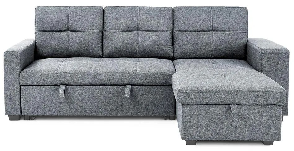 Univerzálna rohová rozkladacia sedacia súprava Catini PORTIVA s úložným priestorom a USB sivá