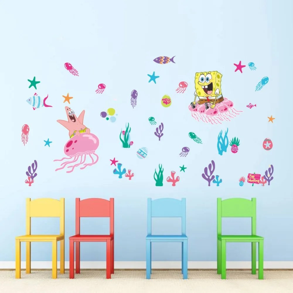 Veselá Stena Samolepka na stenu na stenu SpongeBob a hviezdica Patrick