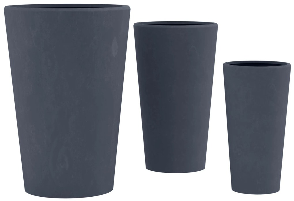 Sada 3 ks kvetináčov 3 round - antracitová