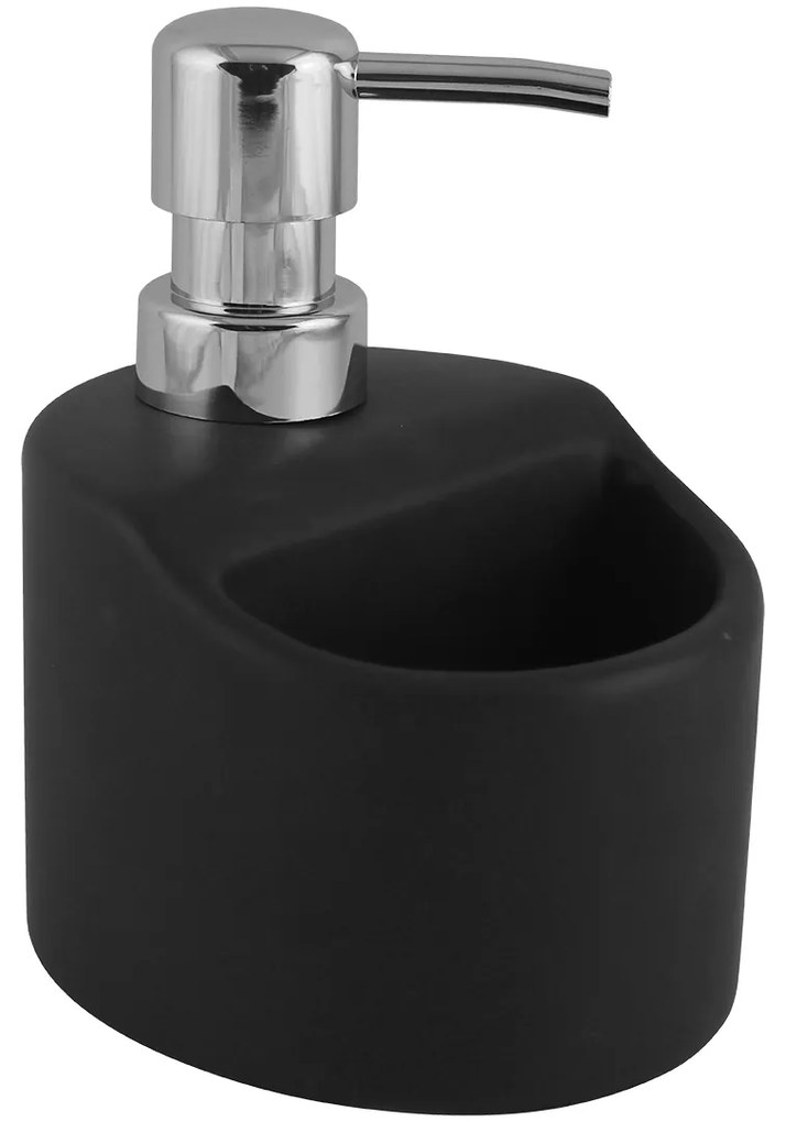 Kuchinox Yogo, keramický dávkovač saponátu 330ml na postavenie, čierna-chrómová, LAV-AMP_7M2M