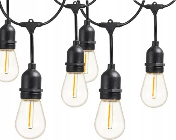 LED vonkajšia dekoratívna svetelná reťaz 10xE27/1W/230V 6,44 m IP44 čierna