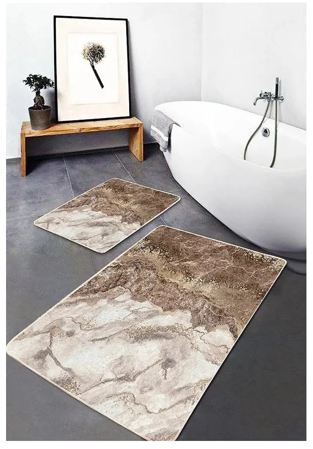Hnedé kúpeľňové predložky v súprave 2 ks 60x100 cm – Mila Home
