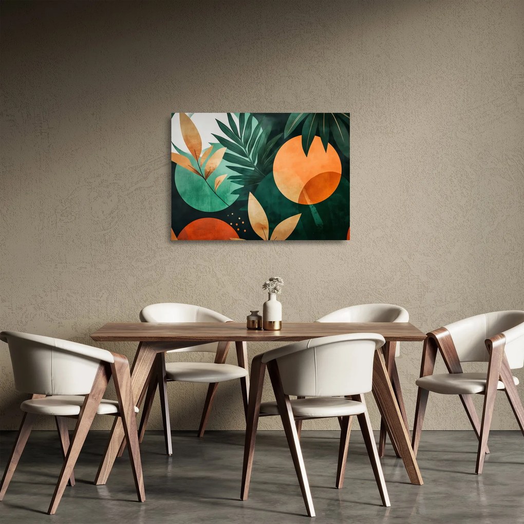 Sklenený obraz - Geometrické prírodné motívy (70x50 cm)