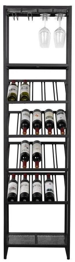 Čierna kovová vinotéka na 20 fliaš, 48x180 cm Cantor - Zuiver