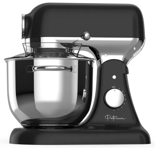 Celokovový multifunkčný kuchynský robot Patricca Patriot / 5 l / 75 dB / 1200 W / čierna/strieborná