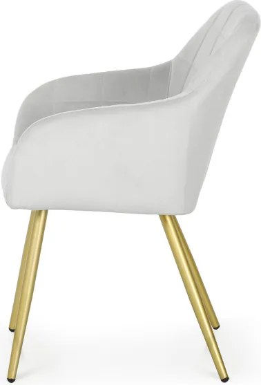 Sada štyroch jedálenských stoličiek LUXANO zamatové, sivé / zlaté nohy (4 ks)