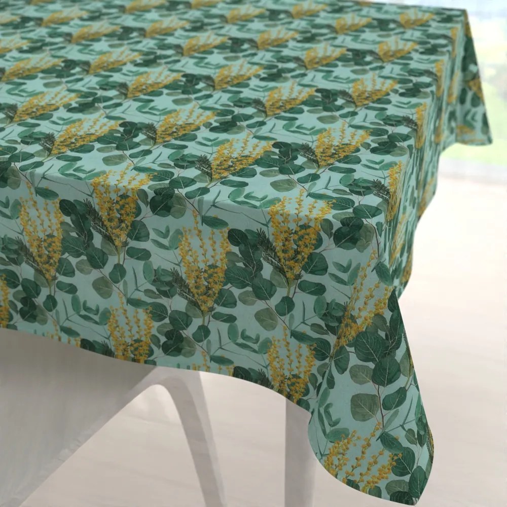 Biante Dekoračný štvorcový obrus PML-088 Eukalypty na mätovom 140x140 cm