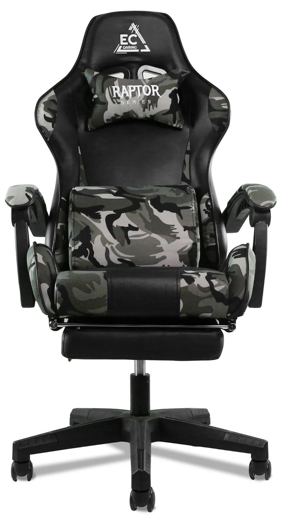 JAKS PREMIUM HERNÉ KRESLO POLOHOVATEĽNÉ EKO - KOŽA ARMY + MASÁŽNY VANKÚŠ