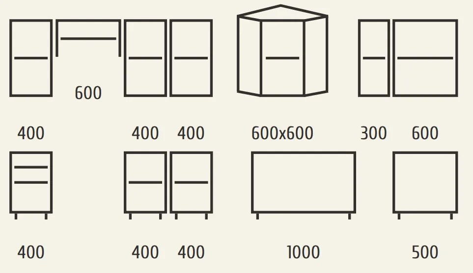 Rohová kuchynská linka MARKERA, orech/antracit