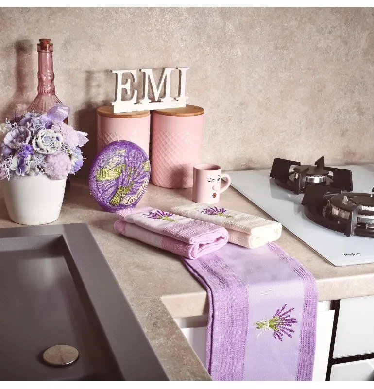 Utierky vaflové na riad levanduľa set 3ks EMI