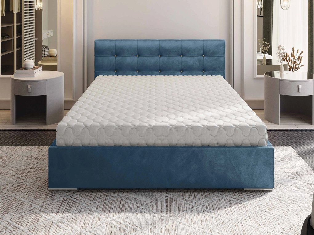 Manželská posteľ 180 cm Lonnie (modrá) (s roštom a úložným priestorom). Vlastná spoľahlivá doprava až k Vám domov. 1047095