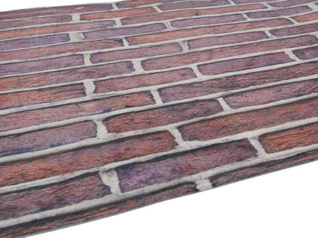 Apextextil, Protišmyková 3D predložka Tehly, 60x180, fialová, chodba / predsieň