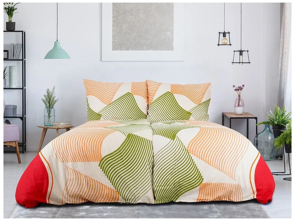 Bavlnené obliečky UNILO oranžovo-zelené Rozmer obliečky: 70 x 90 cm | 140 x 200 cm