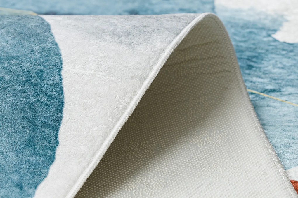 Koberec ANDRE Abstrakt 1112 - prateľný, protišmykový - bielo/ modrý