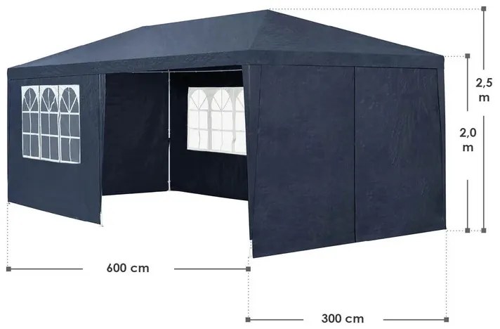 InternetovaZahrada Párty stan 3x6 m - modrá