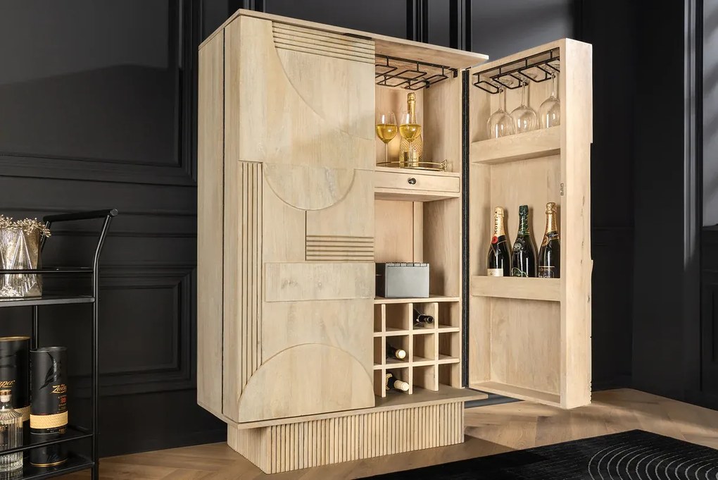 ART DECO komoda 140cm 3D mangové drevo bielo natreté