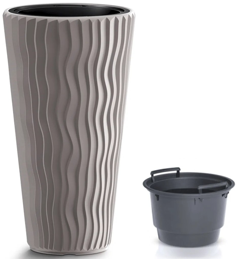 Vysoký plastový kvetináč DPSP400 39 cm - mocca