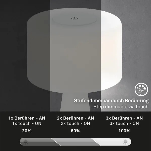 Briloner 7420016 - LED Stm. nabíjacia dotyková stolná lampa LED/4W/5V 3000K biela
