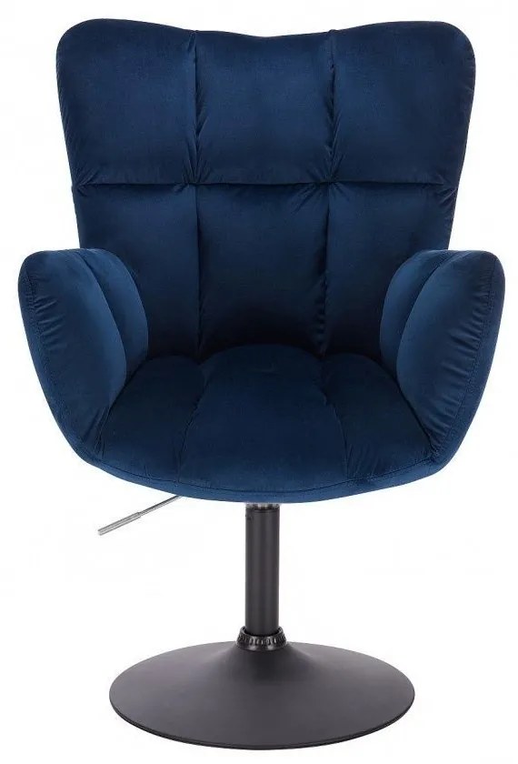 LuxuryForm DESIGN Otočné kreslo AURORA VELUR na čiernom tanieri - modré