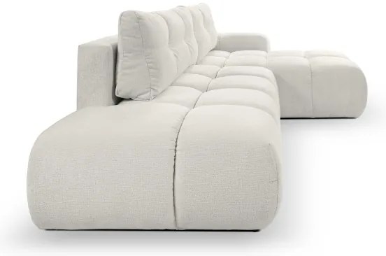 Rozkladacia rohová čalúnená sedacia súprava s úložným priestorom do L ALMADA pravá béžová