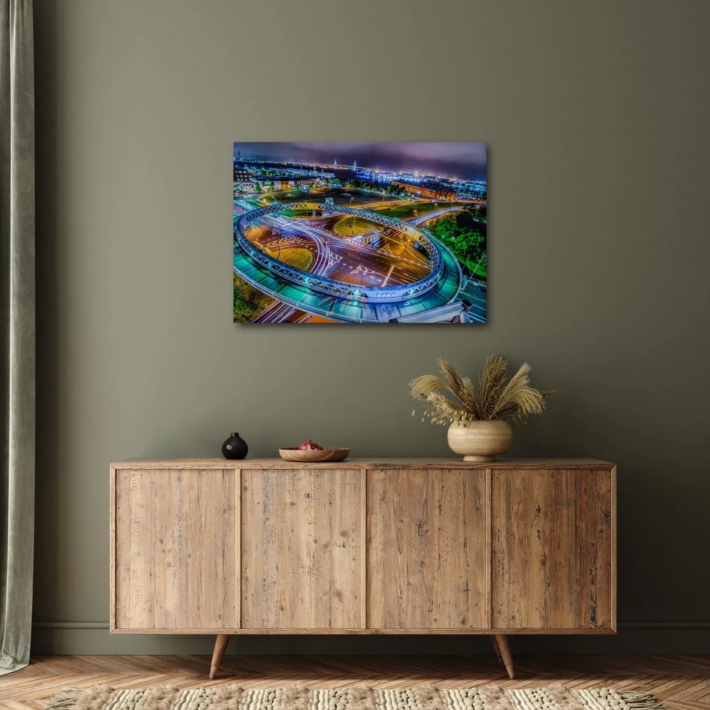 Obraz - panoráma nočného mesta (70x50 cm)