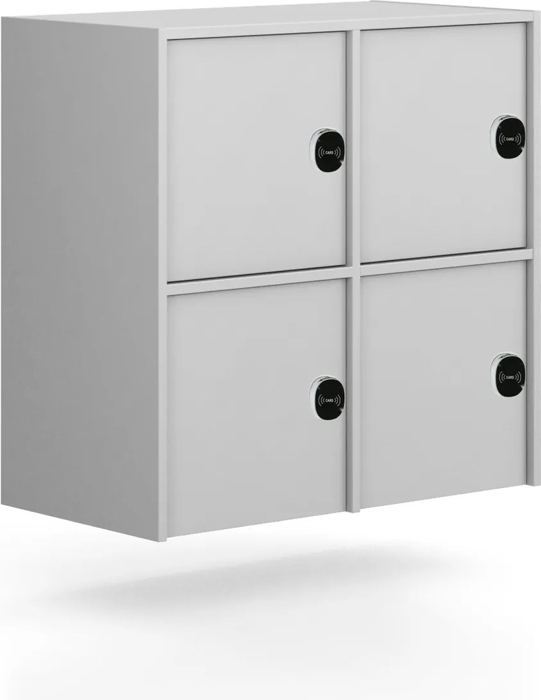 Nadstavba pre skrine FRAME, 4x dvere, 872 x 450 x 854 mm, RFID zámok, sivá