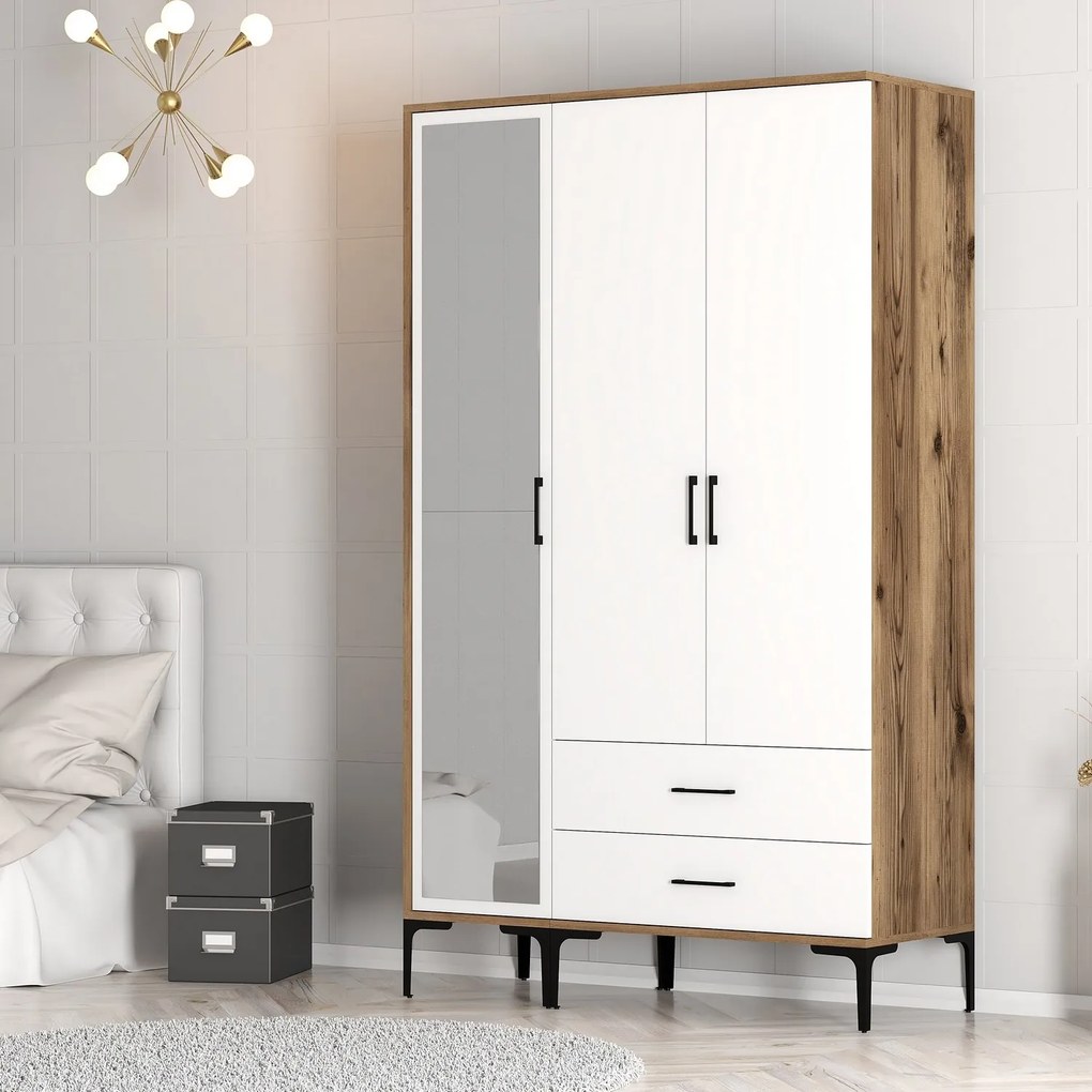 Šatníková skriňa Kiara RT (orech + biela). Akcia -15%. Vlastná spoľahlivá doprava až k Vám domov. 1088482