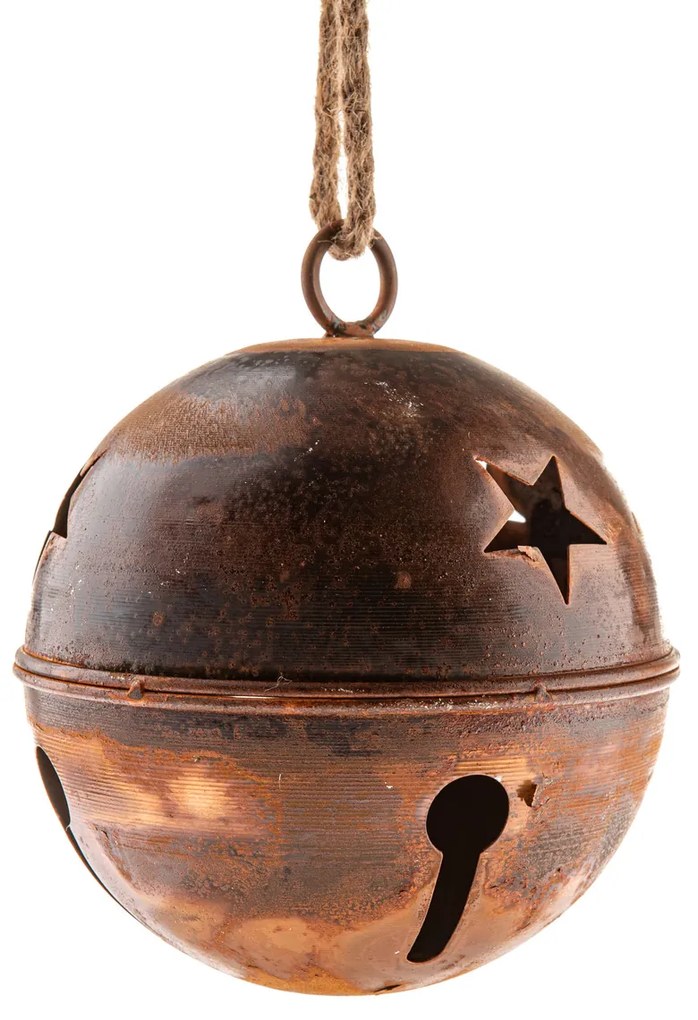 Kovová závesná rolnička pr. 15,5 cm, farba medená, rustik