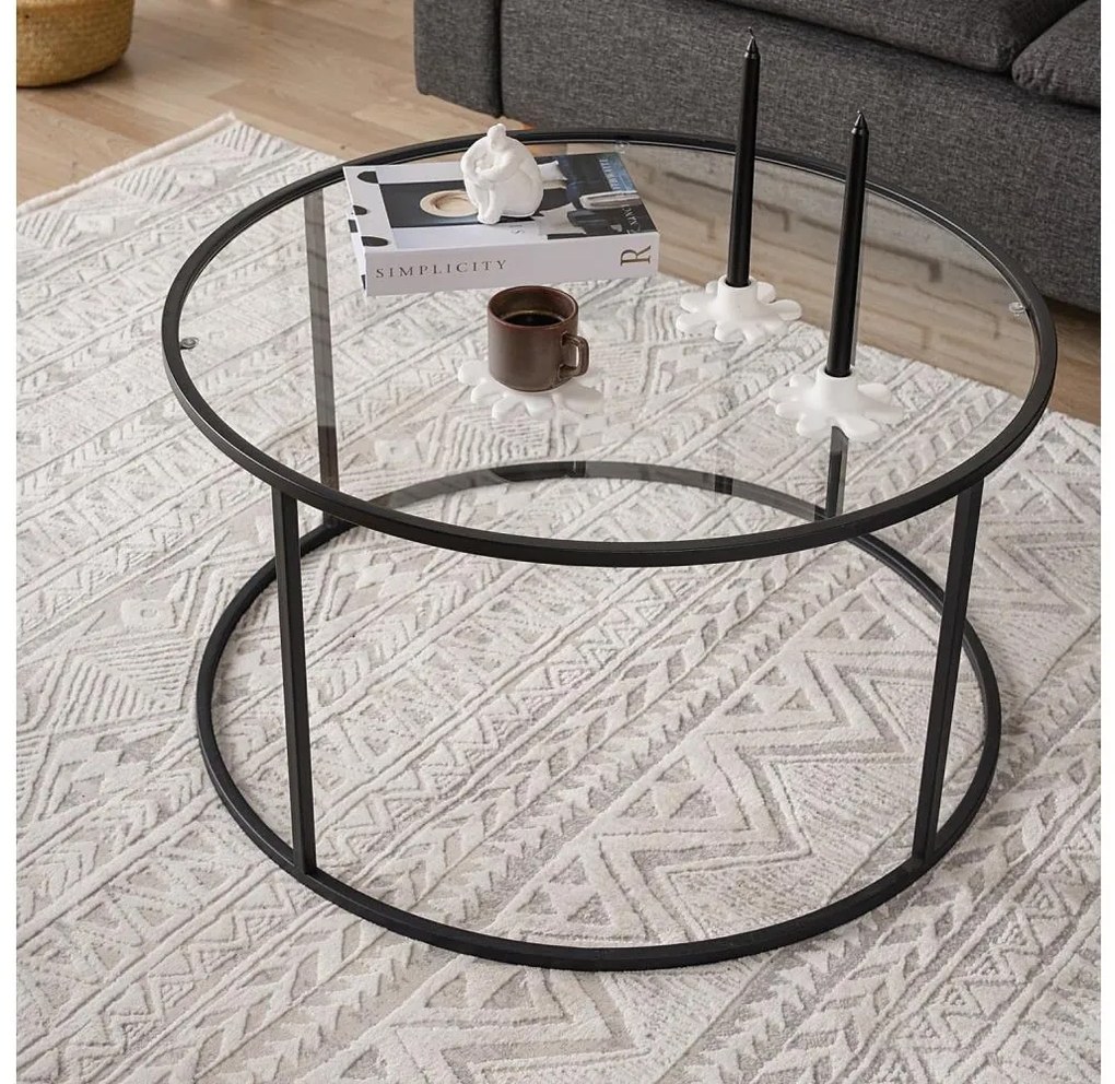 Konferenčný stolík BERLIN 45x80 cm čierna/číra