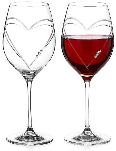 Diamante Swarovski Poháre na víno Hearts 470 ml, 2 ks