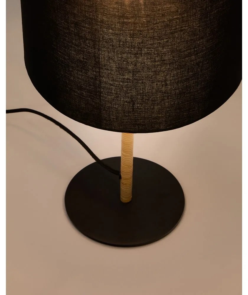 Čierna stolová lampa s textilným tienidlom (výška 45 cm) Pina – Kave Home