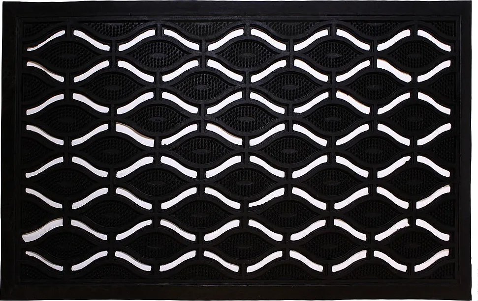 Home Elements Gumová rohožka Vlnky čierna 45 x 75 cm