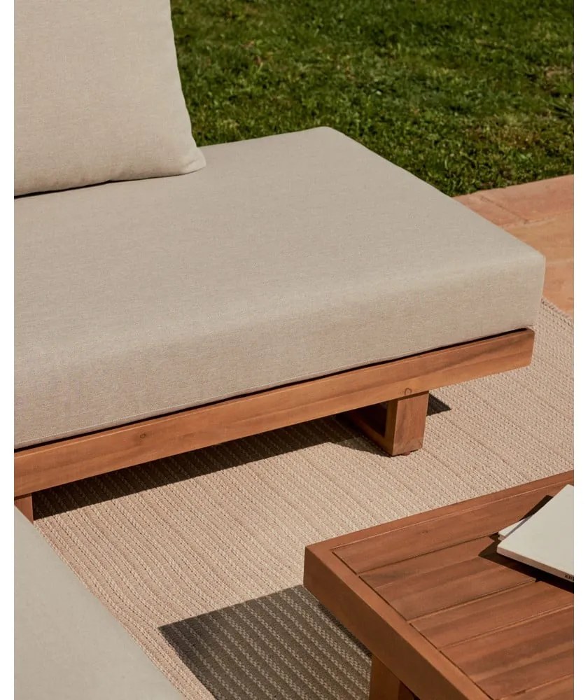 Záhradná lounge súprava z masívu akácie pre 5 v krémovo-prírodnej farbe Raco – Kave Home