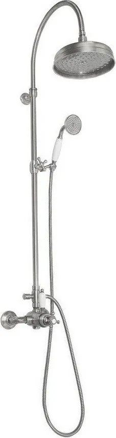 Mosadzná sprchová súprava v matne striebornej farbe s termostatickou batériou s hlavovou sprchou a ručnou sprchou 142 cm Antea – Sapho