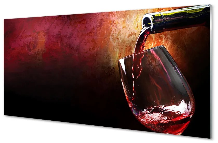 Sklenený obklad do kuchyne červené víno 100x50 cm