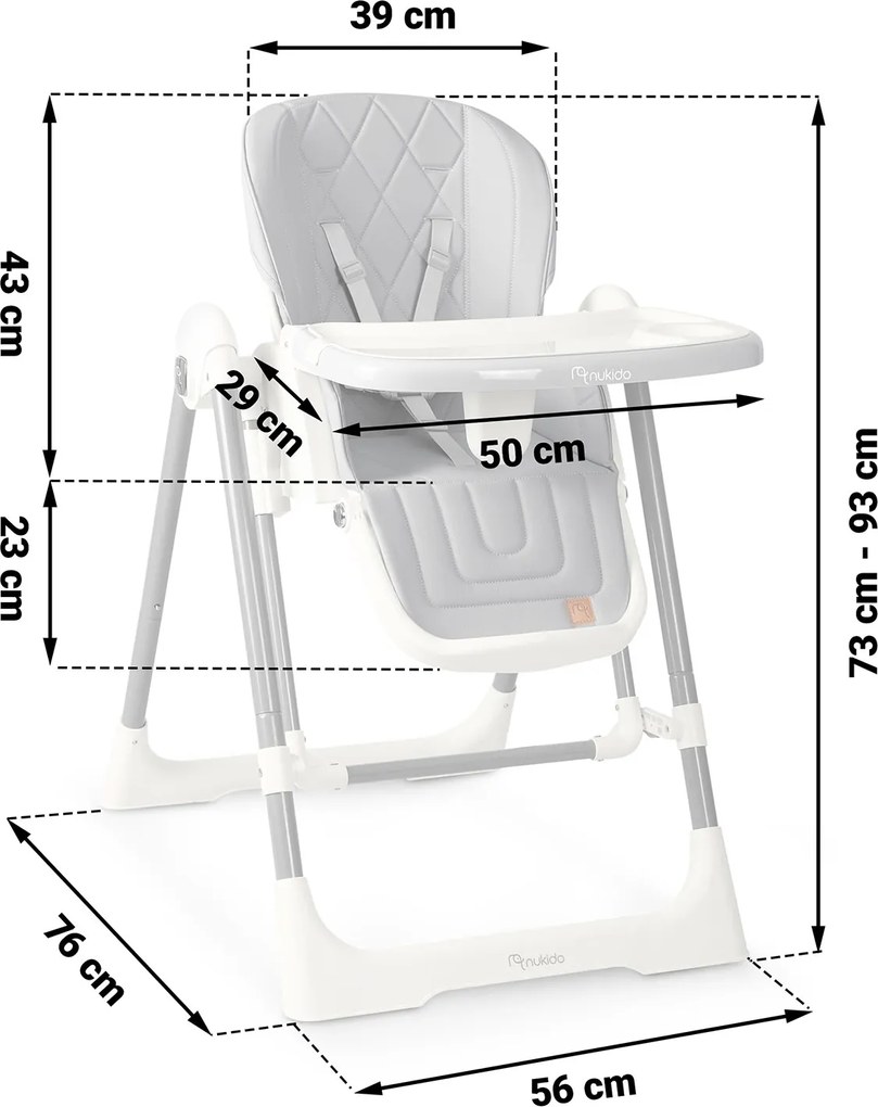 Detská stolička 3v1 Nukido Elite - sivá