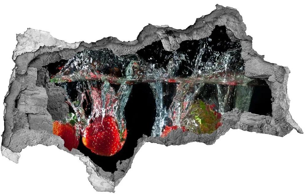 Nálepka 3D diera na stenu Jahody pod vodou nd-b-126803867