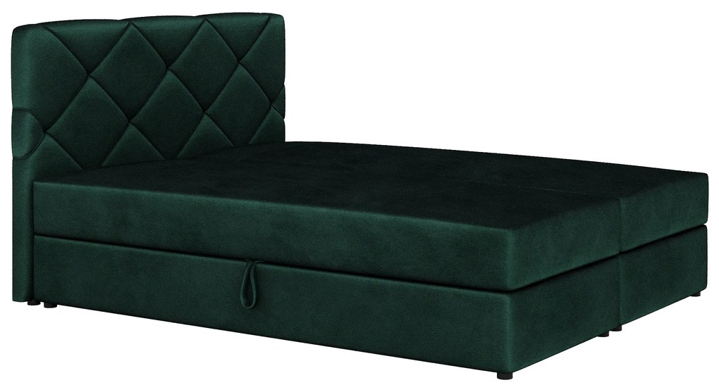 Manželská posteľ Boxspring 140x200 cm Karum Comfort (tmavozelená) (s roštom a matracom). Akcia -20%. Vlastná spoľahlivá doprava až k Vám domov. 1056017