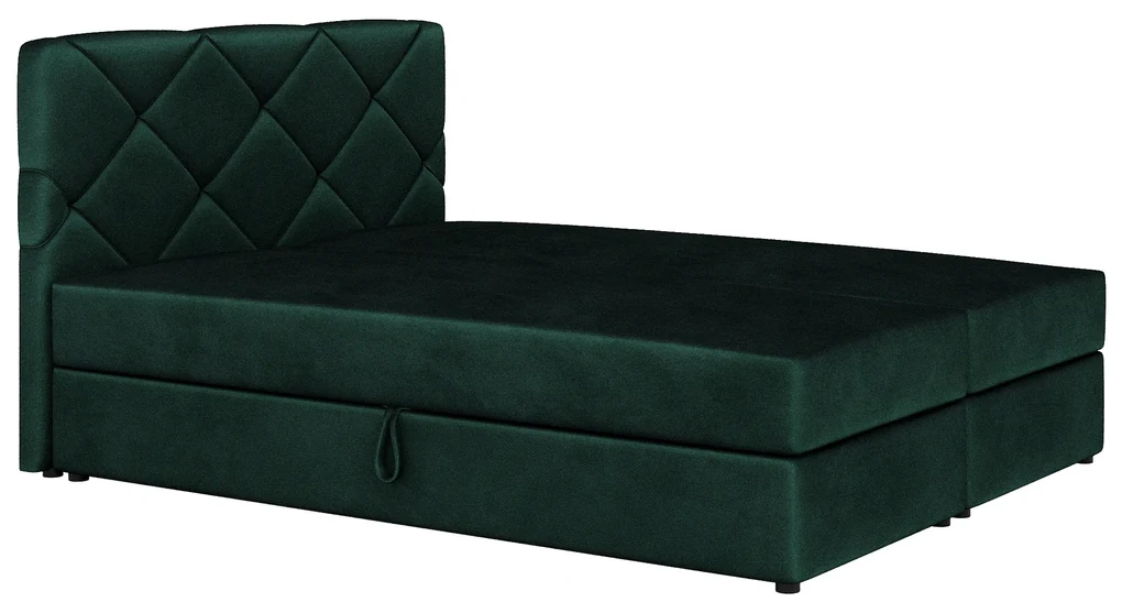 Manželská posteľ Boxspring 180x200 cm Karum (tmavozelená) (s roštom a matracom). Vlastná spoľahlivá doprava až k Vám domov. 1007786