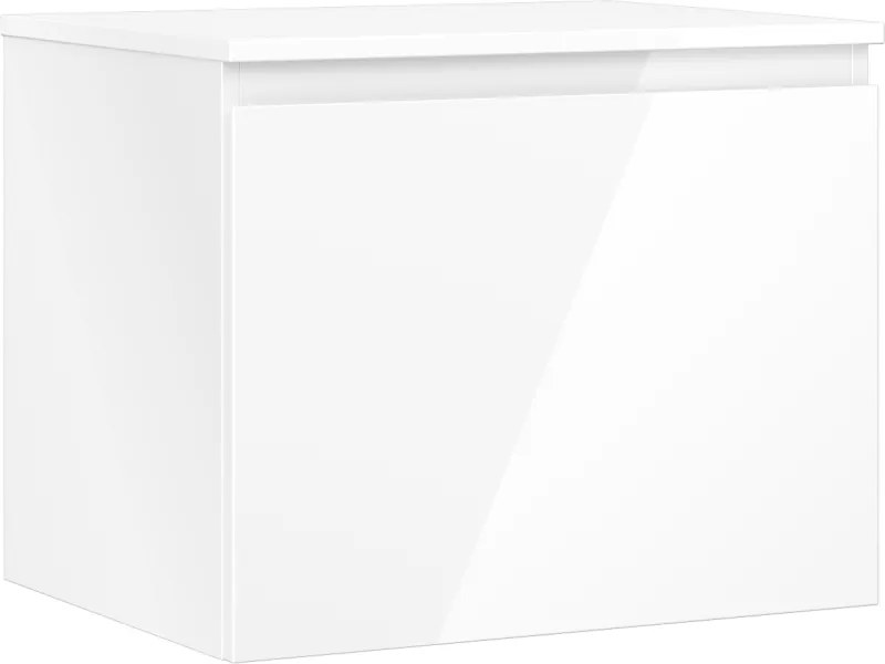 Mexen Orio, kúpeľňová skrinka 60 cm s hornou časťou, 1 zásuvka, biela lesklá, 91A10-06047-1-BFC00