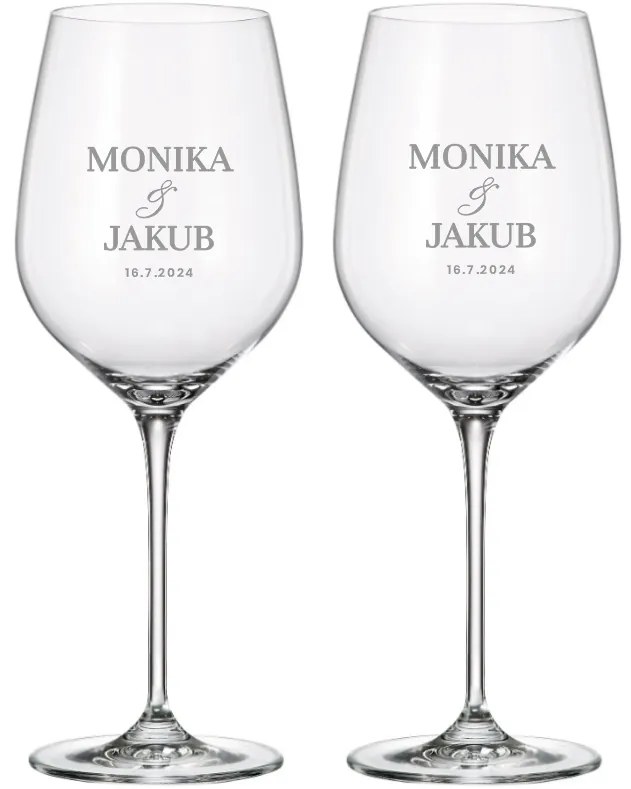 Dekorant Svadobné poháre na biele víno SIMPLE 480 ml 2KS