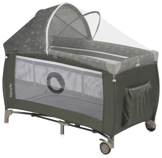 Lionelo - Cestovná postieľka SVEN PLUS béžovo-olivová