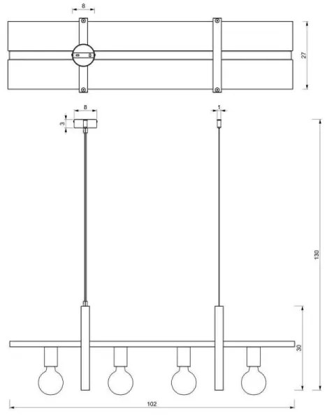 Luster na lanku SHELF 4xE27/60W/230V